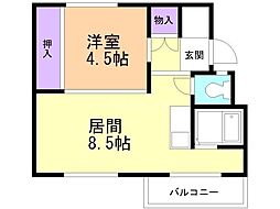 ビレッジハウス銭函1号棟 1LDKの間取図画像