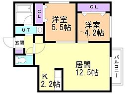 Lotuseast 2LDKの間取図画像