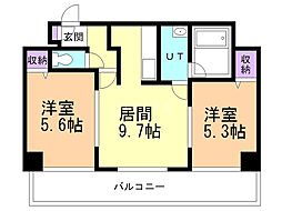 ノースウェーブ花園 2DKの間取図画像