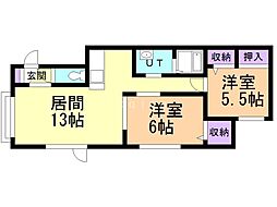メゾンエスポワール 2LDKの間取図画像