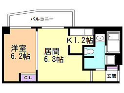 ラ・トゥールにれの木通り 1LDKの間取図画像