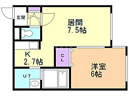 ベルブランオタル 1LDKの間取図画像