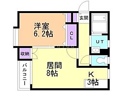 ゴールド・マウンテンハイツ 1LDKの間取図画像