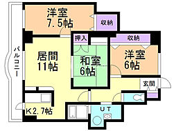 シャトー桜陽台 3LDKの間取図画像