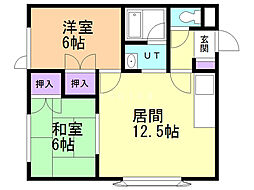 港丘ハウス 2LDKの間取図画像