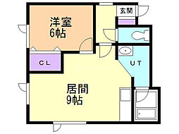 みどりヒル 1DKの間取図画像