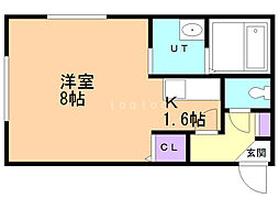 グランセ小樽富岡 1Kの間取図画像