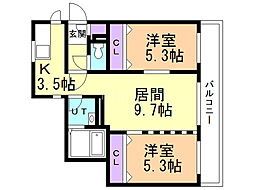 AMS水天宮 2LDKの間取図画像