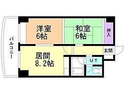 ライオンズマンション富岡 2DKの間取図画像