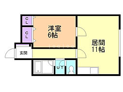 コーポおたる 1LDKの間取図画像