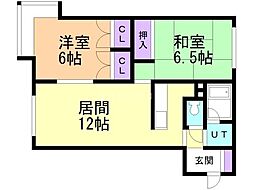 ベルヴィコート最上 2LDKの間取図画像