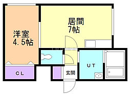 小樽駅前プレジデント 1DKの間取図画像