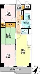 エクセルハイム海宝 3DKの間取図画像
