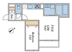ウィンドテラスみどり台 2階1LDKの間取り