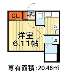 BRIX葛城（ブリックス葛城） 1階1Kの間取り