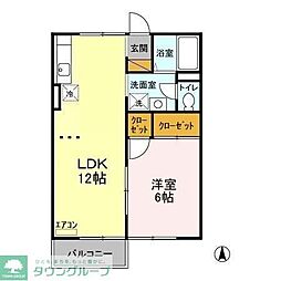 メゾンシエール 2階1LDKの間取り