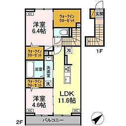 ベルク 2階2LDKの間取り