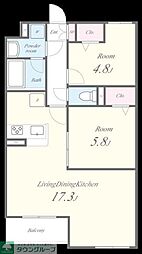GREEN GABLES FAMIRIA B 2階2LDKの間取り