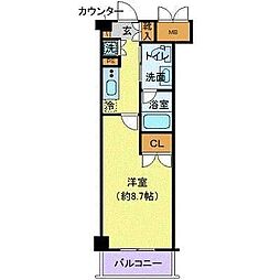 ヴィレッジハウス幕張本郷 4階ワンルームの間取り