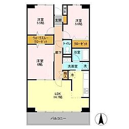 ルーチェ緑が丘　B 2階3LDKの間取り
