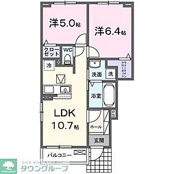 ヒカルサ千葉犢橋 1階2LDKの間取り
