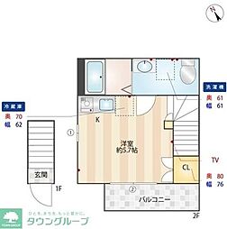 ベレガンス八千代台 2階ワンルームの間取り