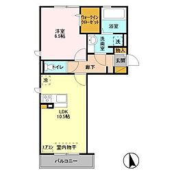 Santo Arrozal I 2階1LDKの間取り