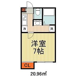 JR京葉線 蘇我駅 徒歩18分の賃貸アパート 1階1Kの間取り