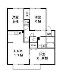 ジョカーレ千葉 2階3LDKの間取り