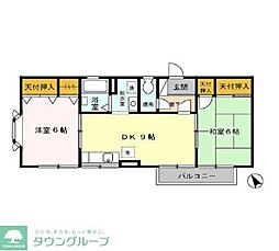 ヒルズランドアイ 2階2DKの間取り