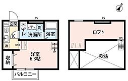 アンビエンテ千葉ＥＡＳＴ館 2階ワンルームの間取り