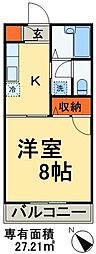 JR総武線 幕張本郷駅 徒歩8分の賃貸アパート 2階1Kの間取り