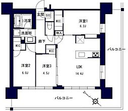 千葉都市モノレール 市役所前駅 徒歩7分の賃貸マンション 10階3LDKの間取り