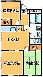 ヴェルドミール（都町） 2階3DKの間取り