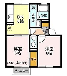 ジョイフィールド 1階2DKの間取り