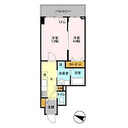 アーバンシャトー千葉 1階2Kの間取り