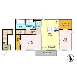 フロレスタ 2階2LDKの間取り