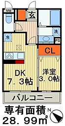 エヴァーラスティング千葉 1階1DKの間取り