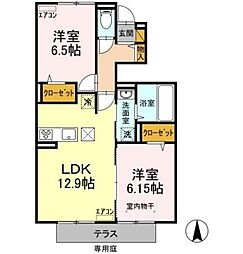 メゾン・グランシャリオ 1階2LDKの間取り