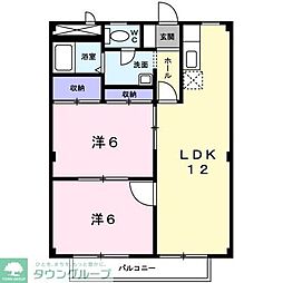 京成本線 京成大久保駅 徒歩17分の賃貸アパート 1階2LDKの間取り