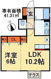 エクセルＧ 1階1LDKの間取り