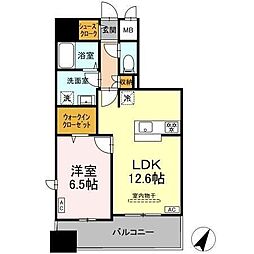 D-ROOM千葉中央 13階1LDKの間取り