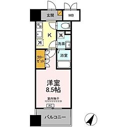 D-ROOM千葉中央 5階1Kの間取り