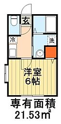 クレール白旗 1Kの間取図画像
