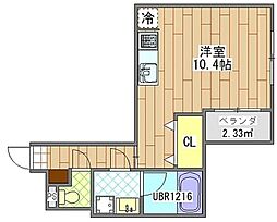 クラストガーデン3 ワンルームの間取図画像