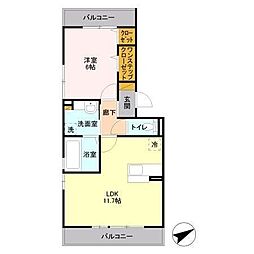 メルベーユ3 1LDKの間取図画像