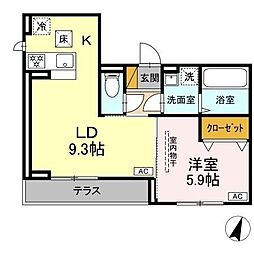 D-SOLACE祐光 B 1LDKの間取図画像