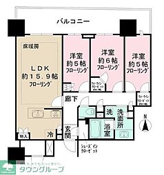 幕張ベイパークライズゲートタワー 3LDKの間取図画像