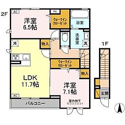 孫権B 2LDKの間取図画像