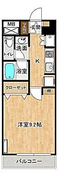 イーストヒルズ2000 1Kの間取図画像